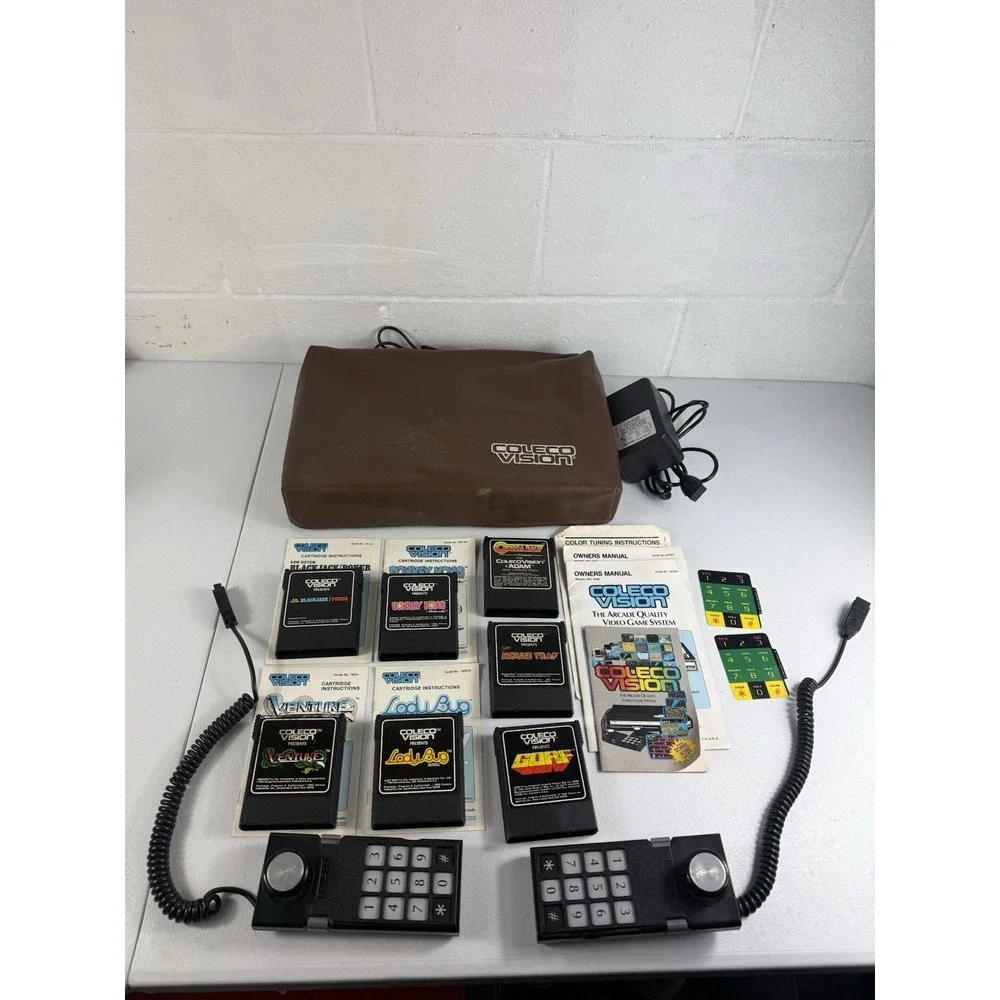 Vintage Lot Coleco Vision Console, Controllers, Games Tested And Works